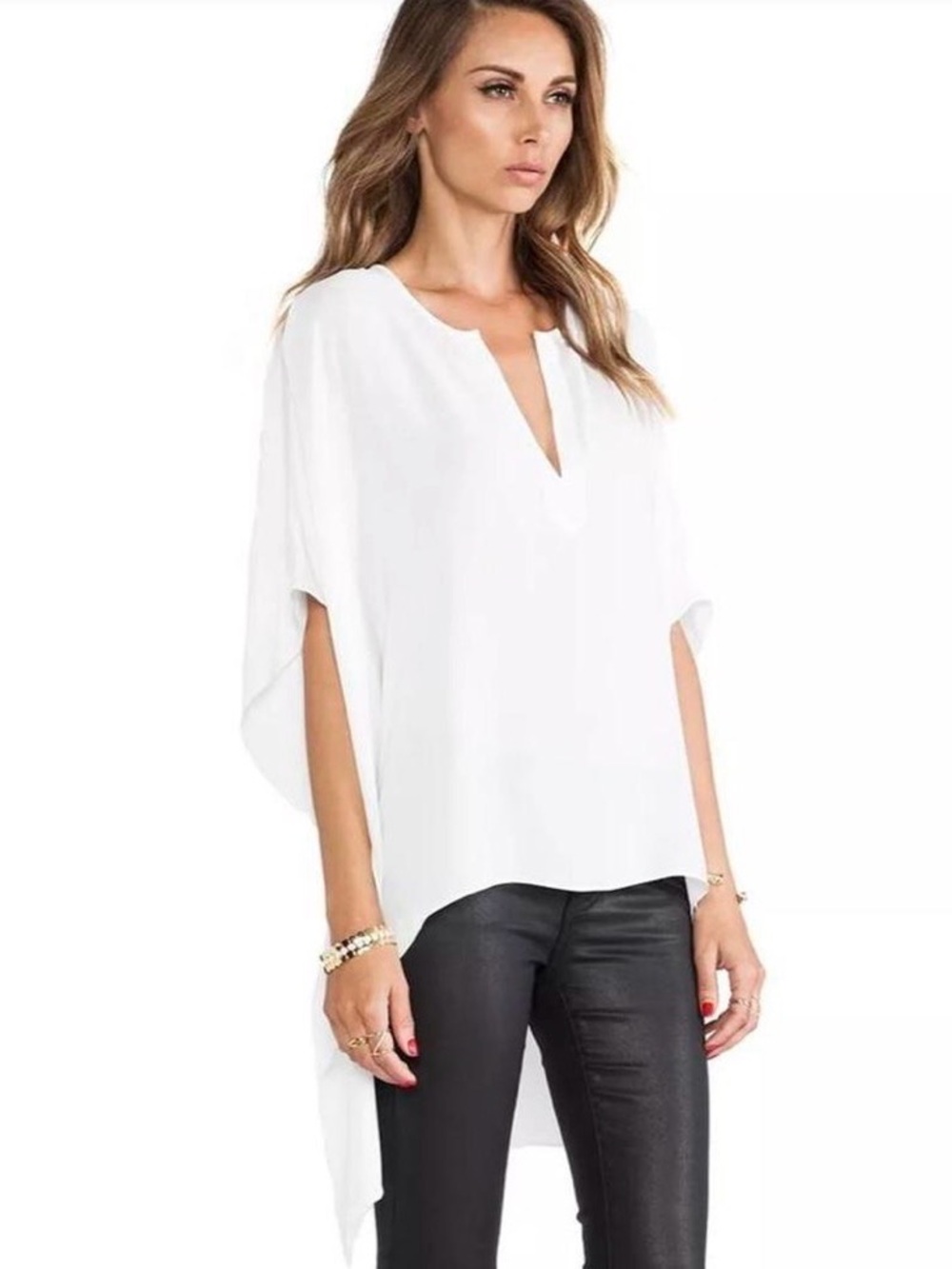 Coastal Chic BCBGMaxAzria Neda Hi Lo Tunic V-neck White Timeless Approx Sz Large